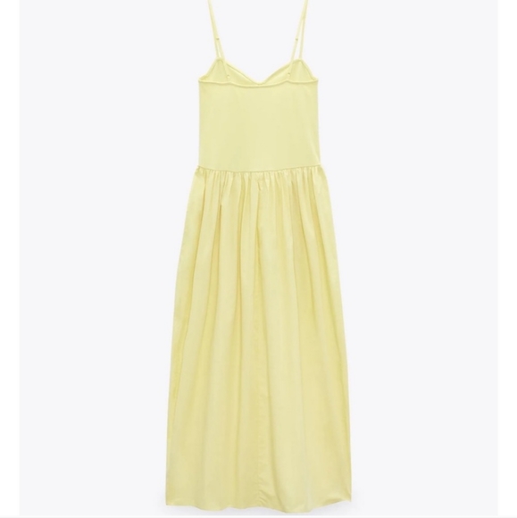 Zara Combination Poplin Dress Yellow size S - Picture 5 of 11